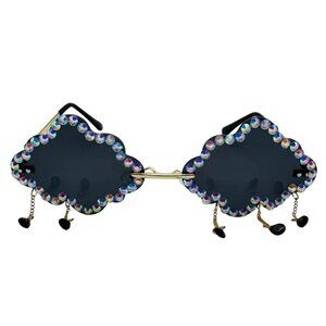 7034 | Black Cloud Sunglasses with Raindrop Accents